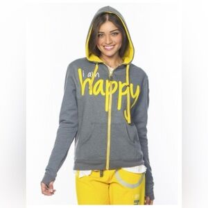 NWOT Peace Love World Gray and Yellow 'Love Life' Hoodie size M